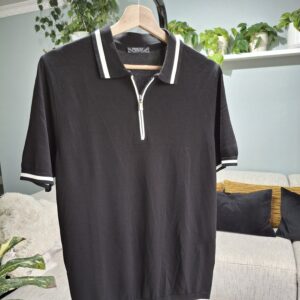 Rayon knitted tee black with white detail