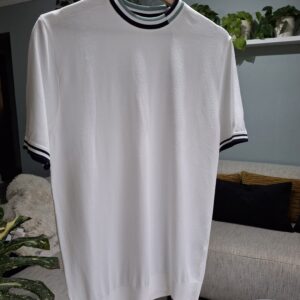 Rayon knitted tee white with black detail