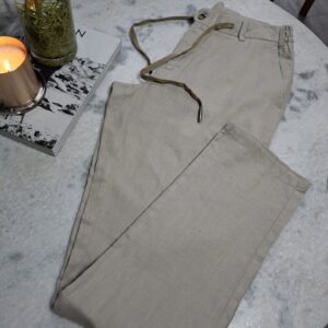 Linen pants with drawcord Stone