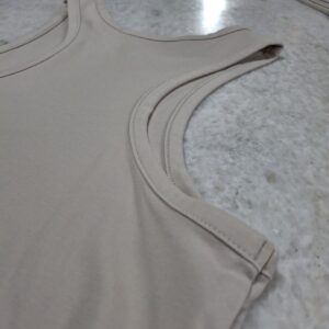 Sleeveless crop top with raw edge detail Stone