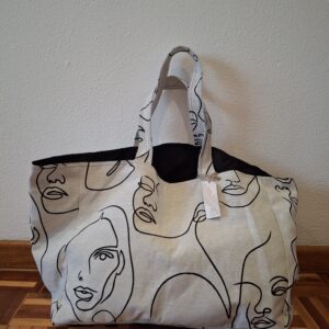 Shopper Bag with face detail grey/black