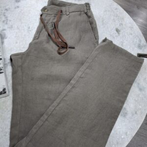 Linen pants with drawcord Sand