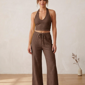 Halterneck textured knit top